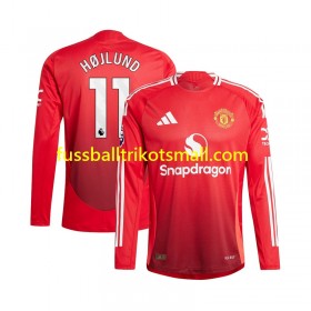 Fußballtrikots Manchester United Rasmus Hojlund 11 2024-2025 Langarm Heimtrikotsatz kaufen